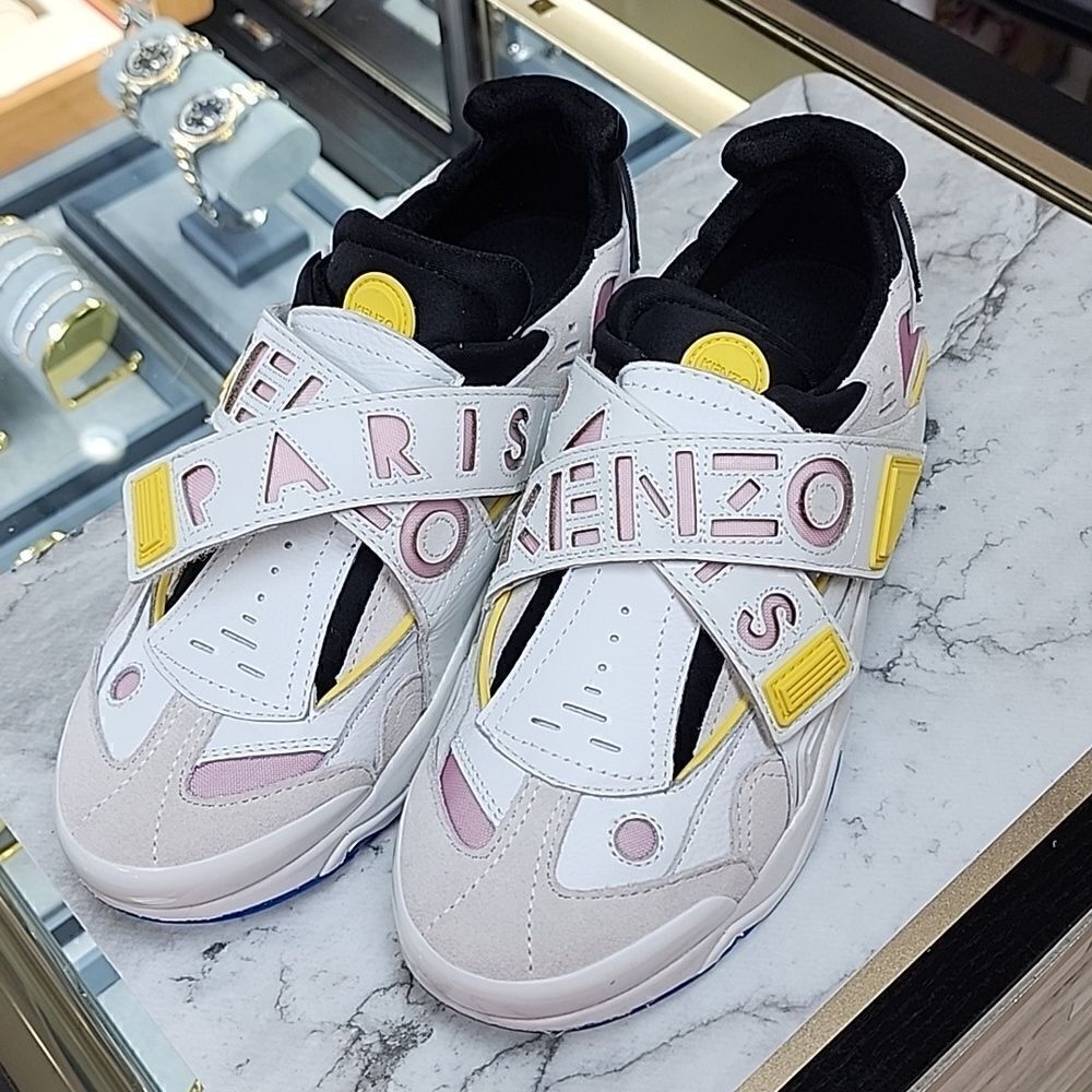 NEW Kenzo Pink White Velcro Women's Sneakers Size 40